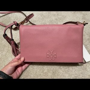 Brand new Tory Burch foldover crossbody pink